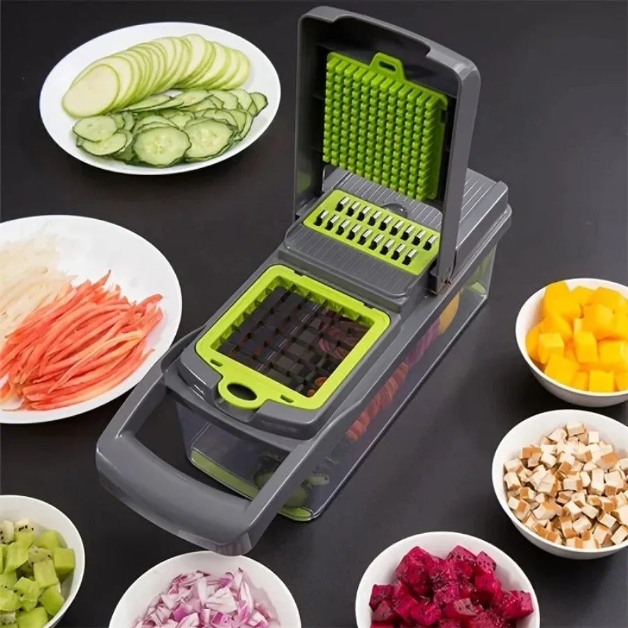 Cortador de Legumes 16 em 1 com Coletor – Praticidade Total na Cozinha