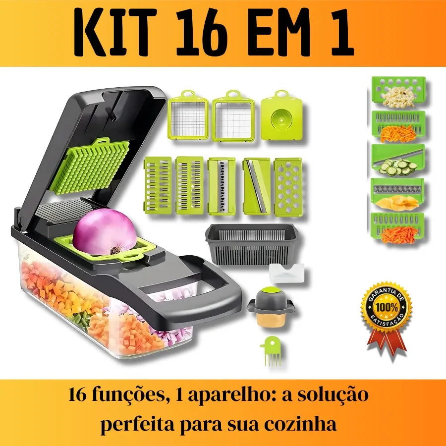 Cortador de Legumes 16 em 1 com Coletor – Praticidade Total na Cozinha