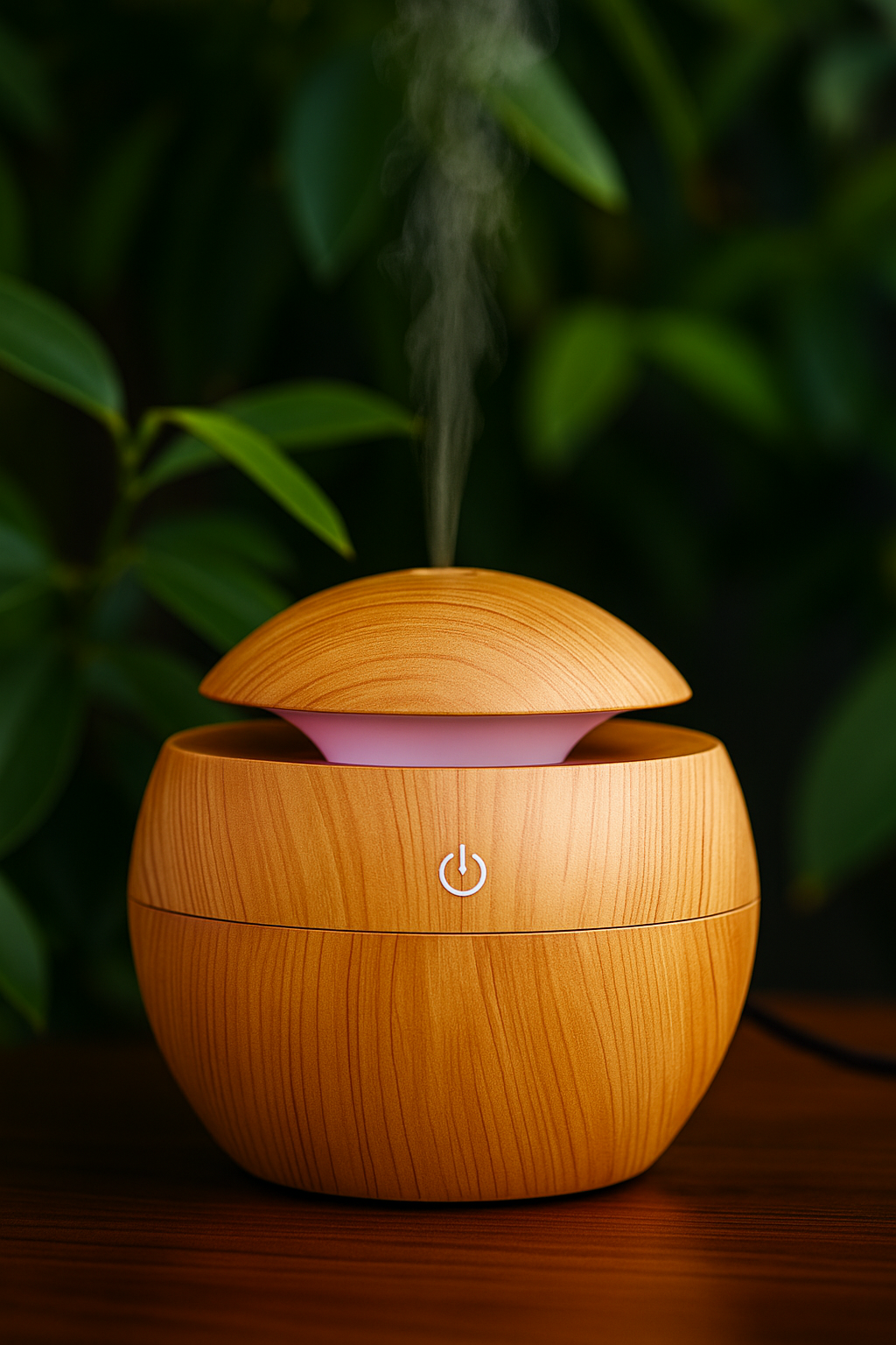 Umidificador de Ar Ultrassônico USB em Madeira – Purificador, Difusor de Aromas