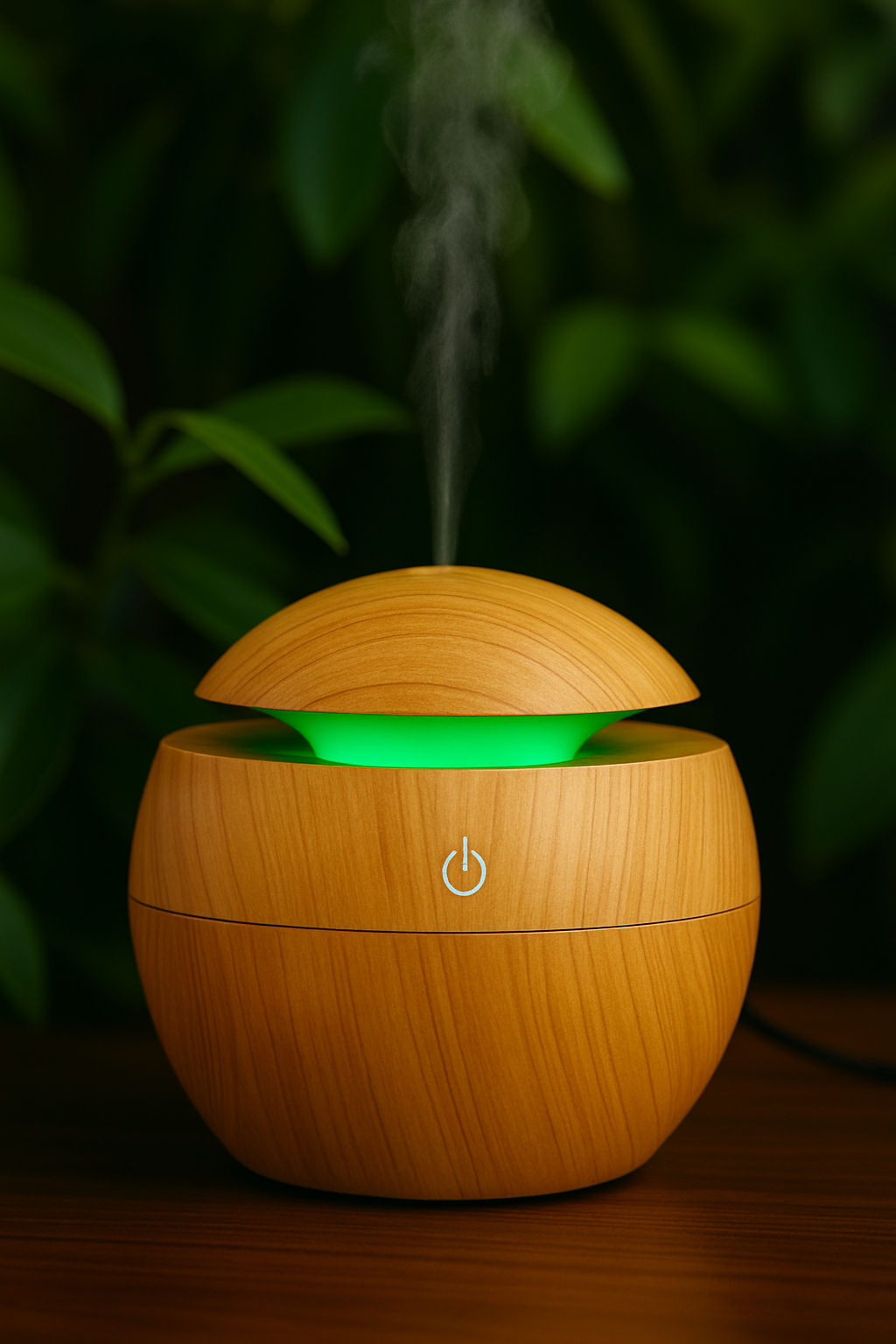 Umidificador de Ar Ultrassônico USB em Madeira – Purificador, Difusor de Aromas