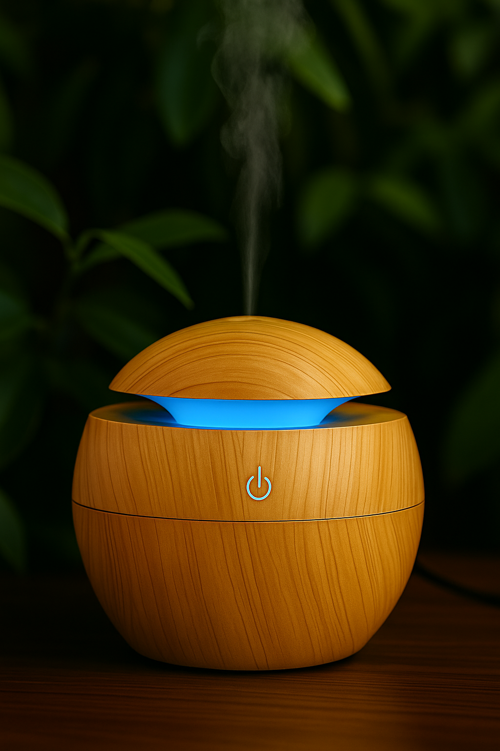 Umidificador de Ar Ultrassônico USB em Madeira – Purificador, Difusor de Aromas