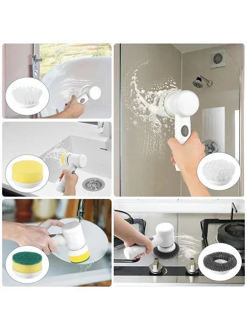 Escova Elétrica Sem Fio 5 em 1 – Turbo Power à Prova d’Água