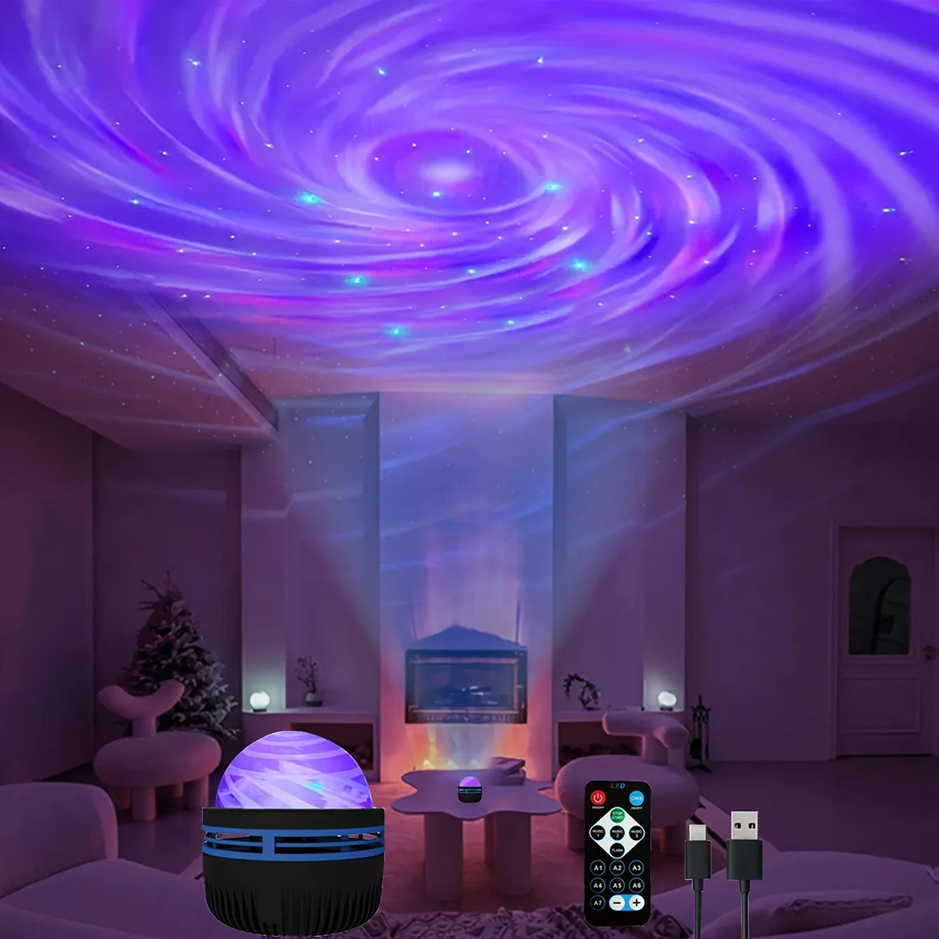 . Luminária Projetora Céu Estrelado – Luz Noturna LED Galaxy com Controle Remoto e Efeitos Sonoros Ativos