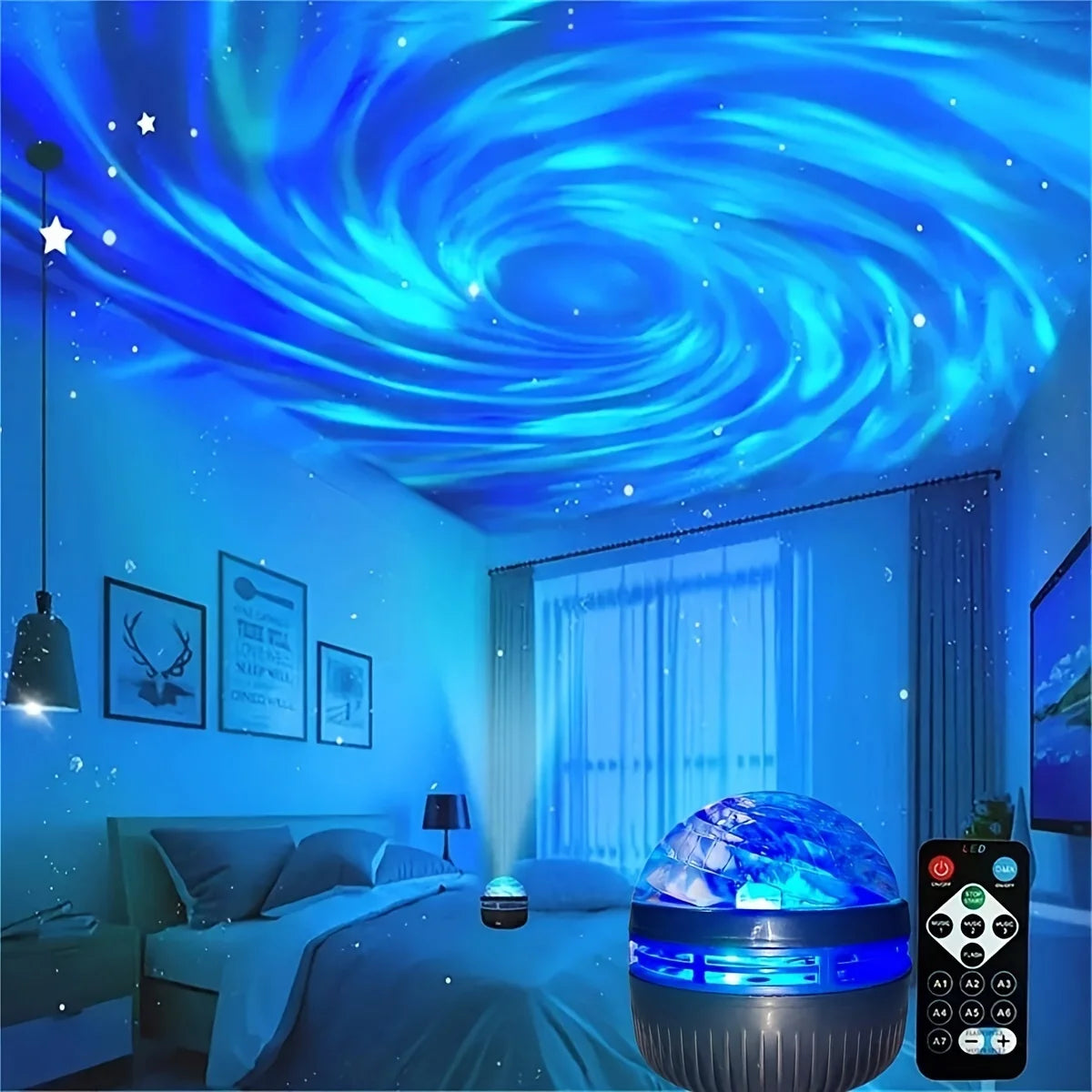 . Luminária Projetora Céu Estrelado – Luz Noturna LED Galaxy com Controle Remoto e Efeitos Sonoros Ativos