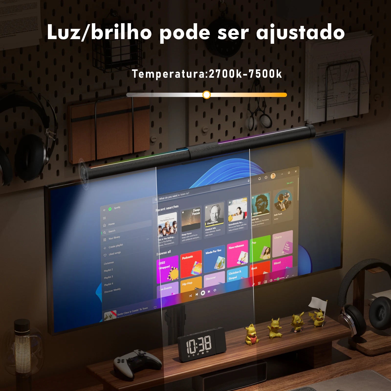 Barra de Luz LED para Monitor – RGB, Touch e Filtro de Luz Azul