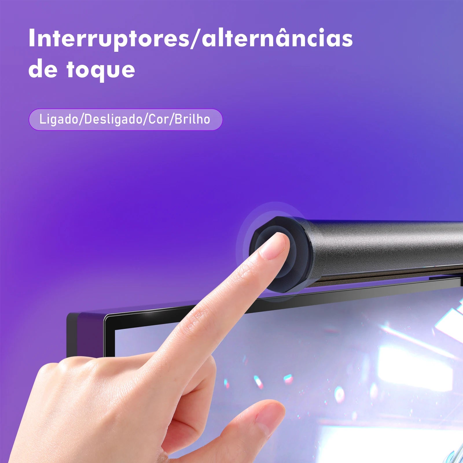 Barra de Luz LED para Monitor – RGB, Touch e Filtro de Luz Azul
