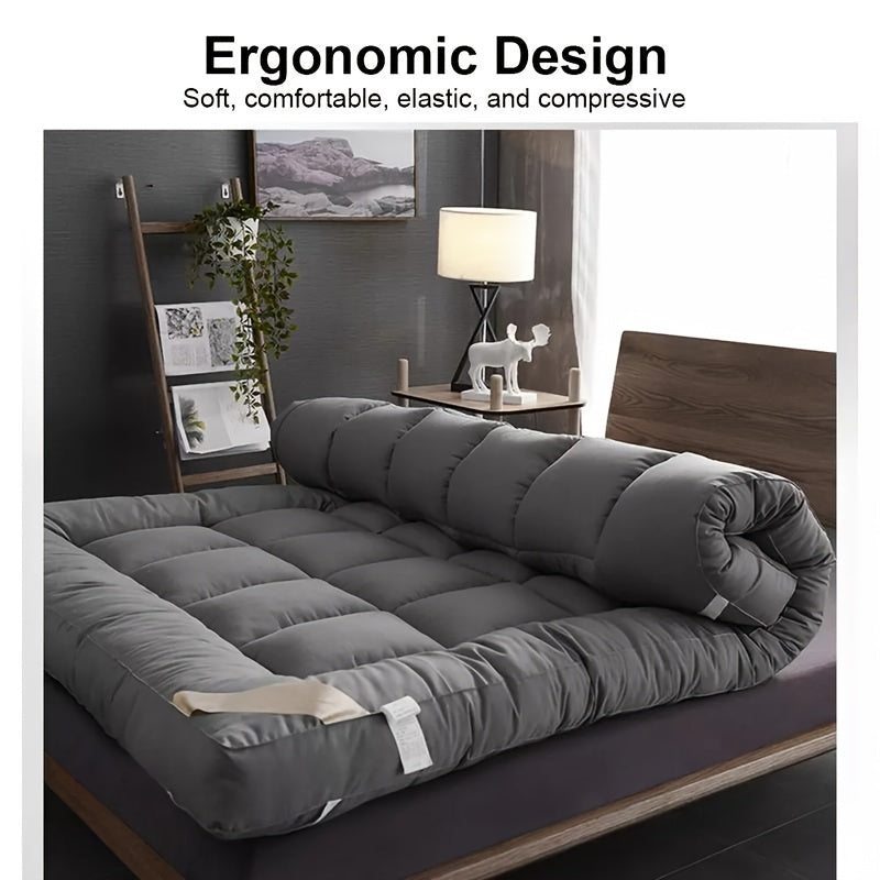 1pc Hotel Quality Mattress Topper 10cm Thick - Ultra-Soft Microfiber, Anti-Shift & Even Weight Distribution, UK Bed Sizes Single/Double/King/Super King, Grey