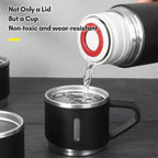 🔥 Kit Garrafa Térmica Inox 500ml + Xícaras – Bebidas Sempre Quente ou Gelada, Onde Você Estiver!