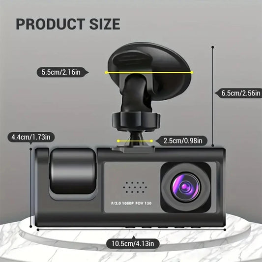 Car Dash Cam With IR Night Vision Loop Recording 3 Channel Cameras DVR Recorder 1080P Video Dashcam Inside Vehicle Camera DVRs