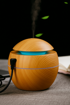 Umidificador de Ar Ultrassônico USB em Madeira – Purificador, Difusor de Aromas
