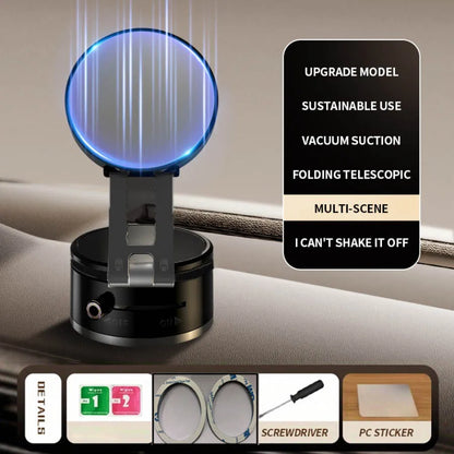 Upgraded Aluminum Alloy Vacuum Magnetic Car Phone Holder with 360° Rotation & Foldable Design Strong Magnetic Absorption