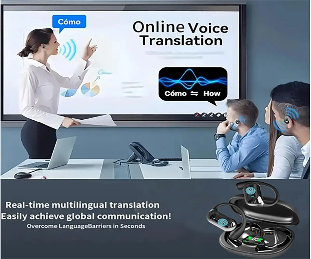 UYUXIO Real Time Translator Headphones AI Language Translation Earbuds 144 Languages & Accents 3 in 1 OWS Ear Buds for Business