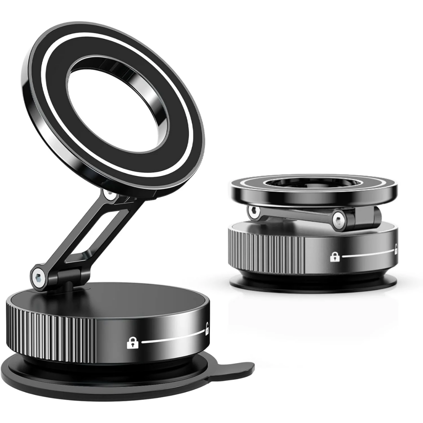 Upgraded Aluminum Alloy Vacuum Magnetic Car Phone Holder with 360° Rotation & Foldable Design Strong Magnetic Absorption