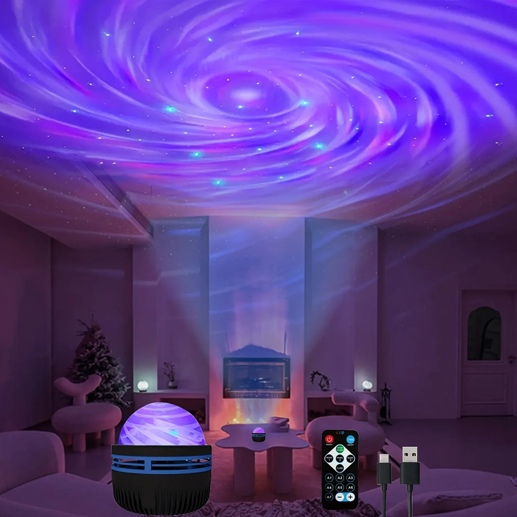 . Luminária Projetora Céu Estrelado – Luz Noturna LED Galaxy com Controle Remoto e Efeitos Sonoros Ativos
