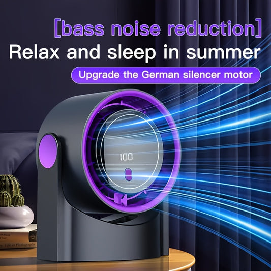 [100-Speed Turbine Fan] 100-Speed Adjustable High-Speed Turbine Fan | Digital Display Rechargeable USB Charging, Wall-Mountable and Desktop Fan with Strong Wind Speed for Quick Cooling, Multi-Use for Home, Office, Kitchen, Ou