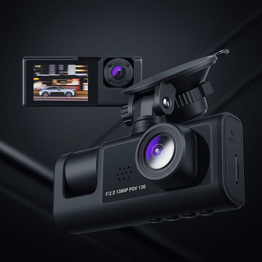 1080P 3-Channel Dash Cam with Night Vision & Loop Recording